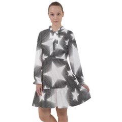 Snowflakes And Star Patterns Grey Stars All Frills Chiffon Dress