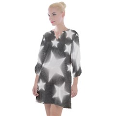 Snowflakes And Star Patterns Grey Stars Open Neck Shift Dress by artworkshop