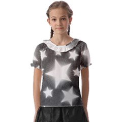 Snowflakes And Star Patterns Grey Stars Kids  Frill Chiffon Blouse by artworkshop