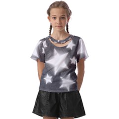 Snowflakes And Star Patterns Grey Stars Kids  Front Cut Tee by artworkshop