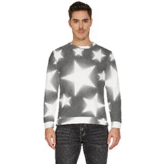 Snowflakes And Star Patterns Grey Stars Men s Fleece Sweatshirt by artworkshop