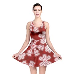 Snowflakes And Star Patterns Red Frost Reversible Skater Dress by artworkshop