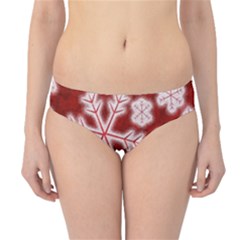 Snowflakes And Star Patterns Red Frost Hipster Bikini Bottoms by artworkshop