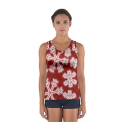 Snowflakes And Star Patterns Red Frost Sport Tank Top  by artworkshop