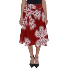 Snowflakes And Star Patterns Red Frost Perfect Length Midi Skirt