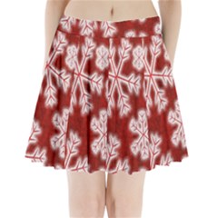 Snowflakes And Star Patterns Red Frost Pleated Mini Skirt by artworkshop