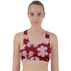 Snowflakes And Star Patterns Red Frost Back Weave Sports Bra by artworkshop