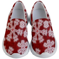 Snowflakes And Star Patterns Red Frost Kids Lightweight Slip Ons by artworkshop