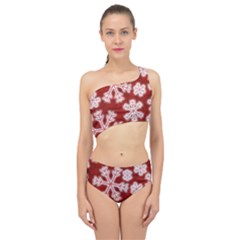 Snowflakes And Star Patterns Red Frost Spliced Up Two Piece Swimsuit by artworkshop