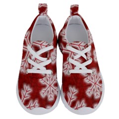 Snowflakes And Star Patterns Red Frost Running Shoes by artworkshop