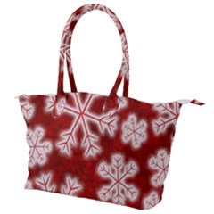 Snowflakes And Star Patterns Red Frost Canvas Shoulder Bag by artworkshop