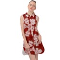 Snowflakes And Star Patterns Red Frost Sleeveless Shirt Dress View1