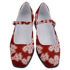 Snowflakes And Star Patterns Red Frost Women s Mary Jane Shoes by artworkshop