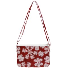 Snowflakes And Star Patterns Red Frost Double Gusset Crossbody Bag by artworkshop