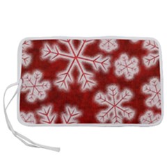 Snowflakes And Star Patterns Red Frost Pen Storage Case (l) by artworkshop