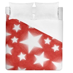 Snowflakes And Star Patterns Red Stars Duvet Cover (queen Size) by artworkshop