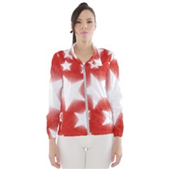 Snowflakes And Star Patterns Red Stars Women s Windbreaker by artworkshop