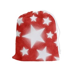 Snowflakes And Star Patterns Red Stars Drawstring Pouch (xl) by artworkshop