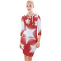 Snowflakes And Star Patterns Red Stars Quarter Sleeve Hood Bodycon Dress View1