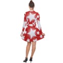 Snowflakes And Star Patterns Red Stars Long Sleeve Panel Dress View2