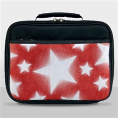 Snowflakes And Star Patterns Red Stars Lunch Bag by artworkshop