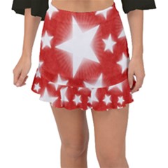 Snowflakes And Star Patterns Red Stars Fishtail Mini Chiffon Skirt by artworkshop