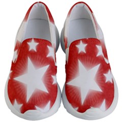 Snowflakes And Star Patterns Red Stars Kids Lightweight Slip Ons by artworkshop