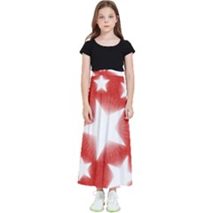 Snowflakes And Star Patterns Red Stars Kids  Flared Maxi Skirt by artworkshop