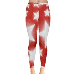 Snowflakes And Star Patterns Red Stars Inside Out Leggings