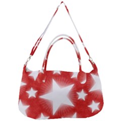 Snowflakes And Star Patterns Red Stars Removal Strap Handbag by artworkshop