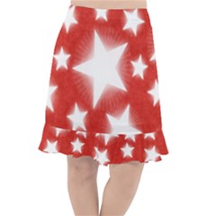 Snowflakes And Star Patterns Red Stars Fishtail Chiffon Skirt by artworkshop