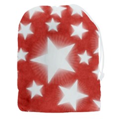 Snowflakes And Star Patterns Red Stars Drawstring Pouch (3xl) by artworkshop