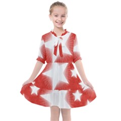 Snowflakes And Star Patterns Red Stars Kids  All Frills Chiffon Dress by artworkshop