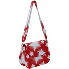 Snowflakes And Star Patterns Red Stars Saddle Handbag by artworkshop