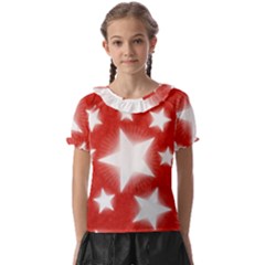 Snowflakes And Star Patterns Red Stars Kids  Frill Chiffon Blouse by artworkshop