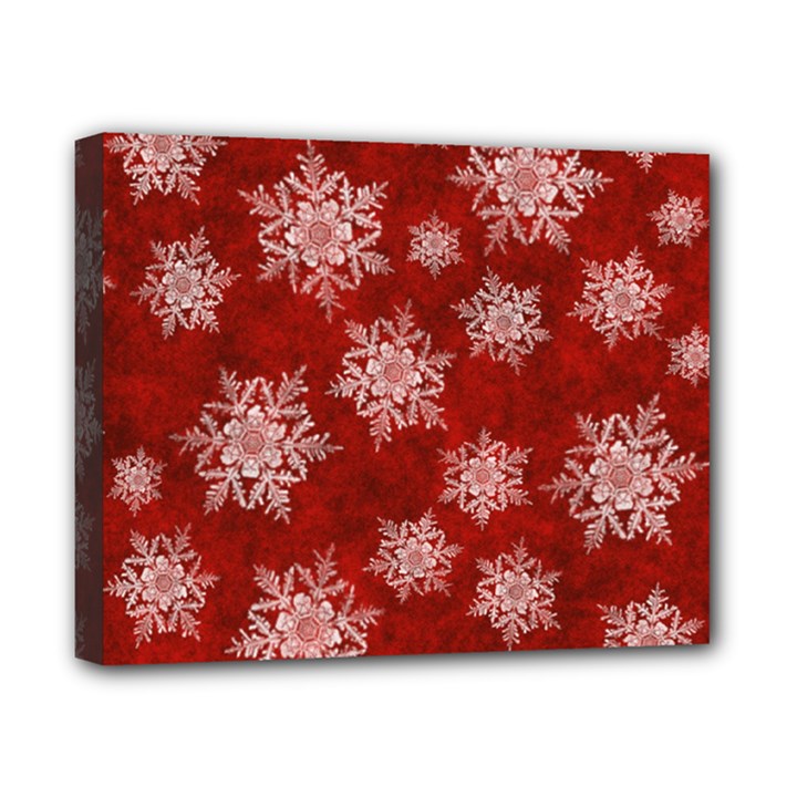 Snowflakes And Star Patternsred Snow Canvas 10  x 8  (Stretched)