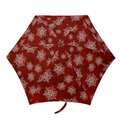 Snowflakes And Star Patternsred Snow Mini Folding Umbrellas by artworkshop