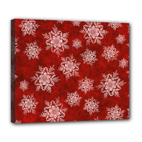 Snowflakes And Star Patternsred Snow Deluxe Canvas 24  X 20  (stretched) by artworkshop