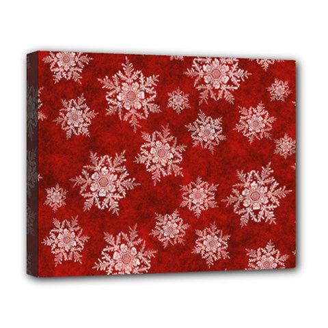 Snowflakes And Star Patternsred Snow Deluxe Canvas 20  X 16  (stretched) by artworkshop