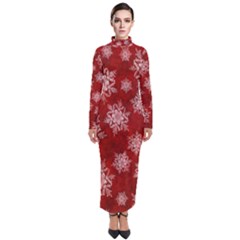 Snowflakes And Star Patternsred Snow Turtleneck Maxi Dress by artworkshop