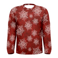 Snowflakes And Star Patternsred Snow Men s Long Sleeve Tee by artworkshop