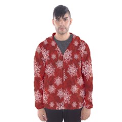 Snowflakes And Star Patternsred Snow Men s Hooded Windbreaker by artworkshop