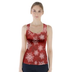 Snowflakes And Star Patternsred Snow Racer Back Sports Top by artworkshop