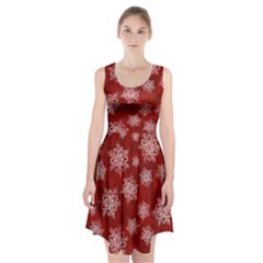 Snowflakes And Star Patternsred Snow Racerback Midi Dress by artworkshop