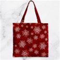 Snowflakes And Star Patternsred Snow Zipper Grocery Tote Bag View1