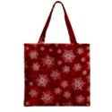 Snowflakes And Star Patternsred Snow Zipper Grocery Tote Bag View2