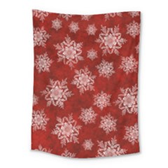 Snowflakes And Star Patternsred Snow Medium Tapestry by artworkshop