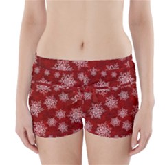 Snowflakes And Star Patternsred Snow Boyleg Bikini Wrap Bottoms by artworkshop