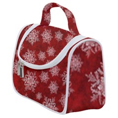 Snowflakes And Star Patternsred Snow Satchel Handbag by artworkshop