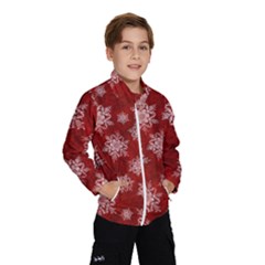 Snowflakes And Star Patternsred Snow Kids  Windbreaker by artworkshop